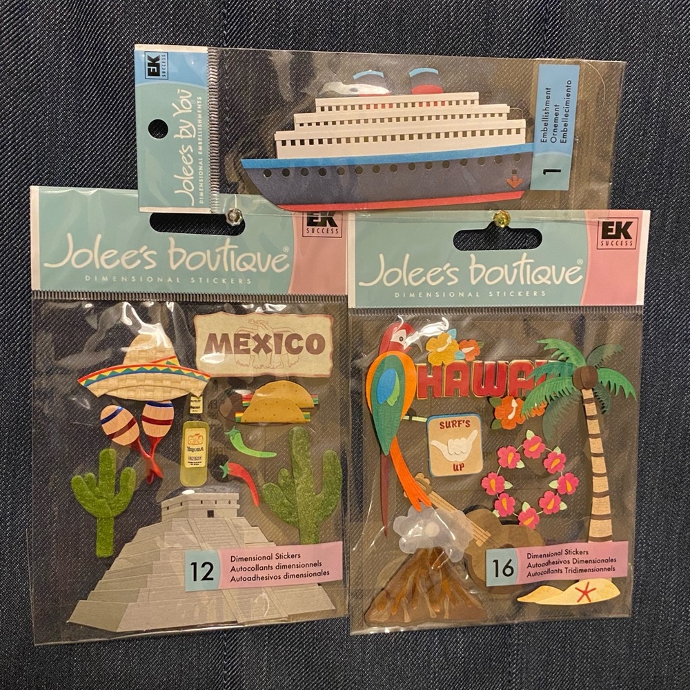 JOLEE’s BOUTIQUE 3D Dimensional Stickers; Hawaii; Mexico & Cruise Ship; NWT.